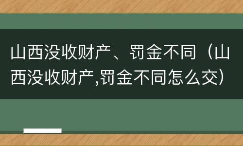 山西没收财产、罚金不同（山西没收财产,罚金不同怎么交）