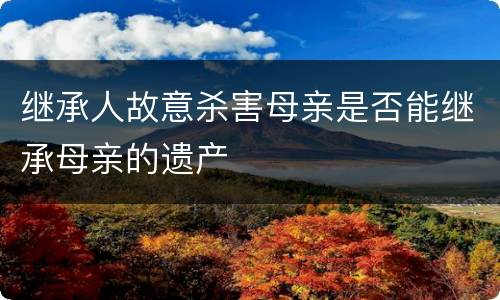 继承人故意杀害母亲是否能继承母亲的遗产