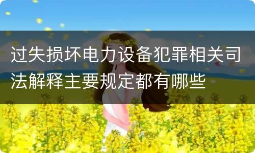 过失损坏电力设备犯罪相关司法解释主要规定都有哪些