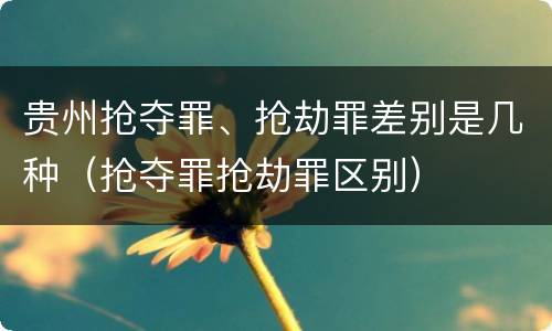 贵州抢夺罪、抢劫罪差别是几种（抢夺罪抢劫罪区别）
