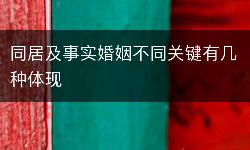 同居及事实婚姻不同关键有几种体现