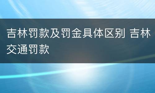 吉林罚款及罚金具体区别 吉林交通罚款