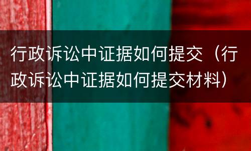 行政诉讼中证据如何提交（行政诉讼中证据如何提交材料）