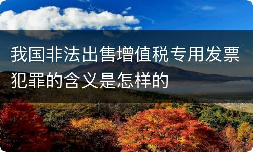 我国非法出售增值税专用发票犯罪的含义是怎样的