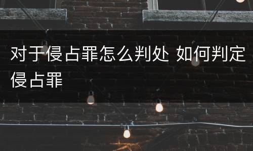 对于侵占罪怎么判处 如何判定侵占罪