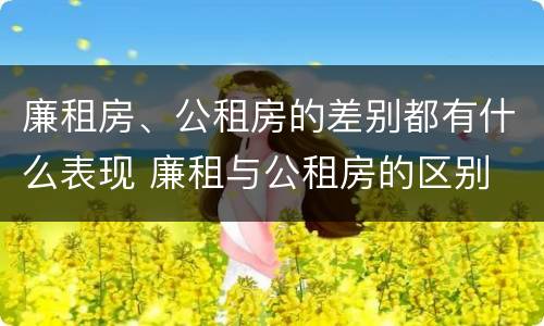 廉租房、公租房的差别都有什么表现 廉租与公租房的区别