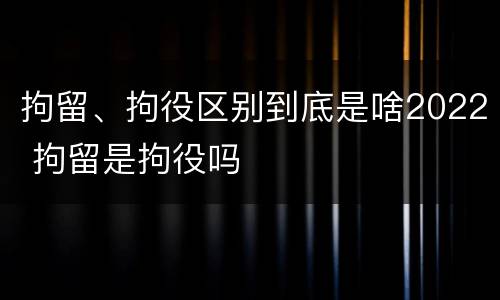 拘留、拘役区别到底是啥2022 拘留是拘役吗
