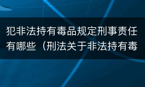 犯非法持有毒品规定刑事责任有哪些（刑法关于非法持有毒品罪的规定）