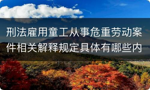 刑法雇用童工从事危重劳动案件相关解释规定具体有哪些内容