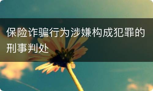 保险诈骗行为涉嫌构成犯罪的刑事判处