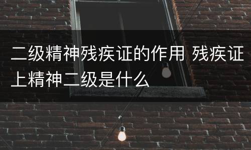 二级精神残疾证的作用 残疾证上精神二级是什么