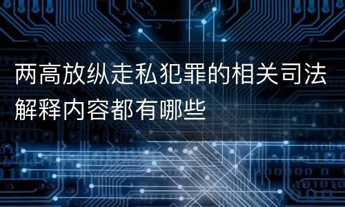 两高放纵走私犯罪的相关司法解释内容都有哪些
