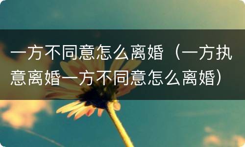 一方不同意怎么离婚（一方执意离婚一方不同意怎么离婚）