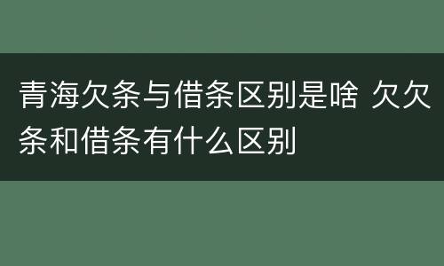 青海欠条与借条区别是啥 欠欠条和借条有什么区别