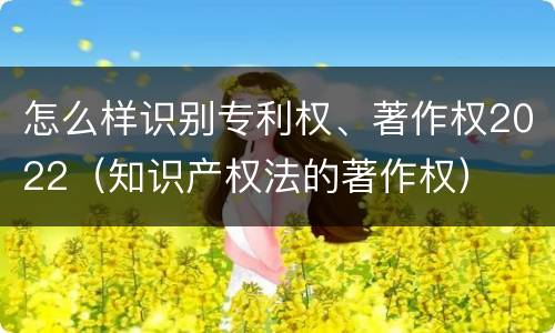 怎么样识别专利权、著作权2022（知识产权法的著作权）