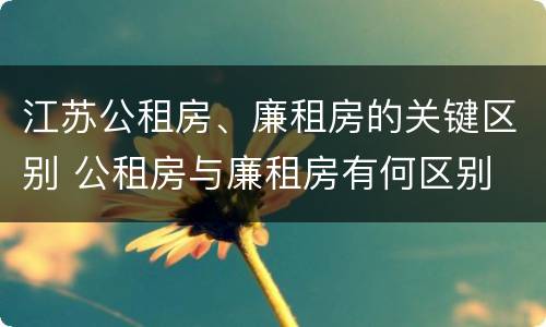 江苏公租房、廉租房的关键区别 公租房与廉租房有何区别