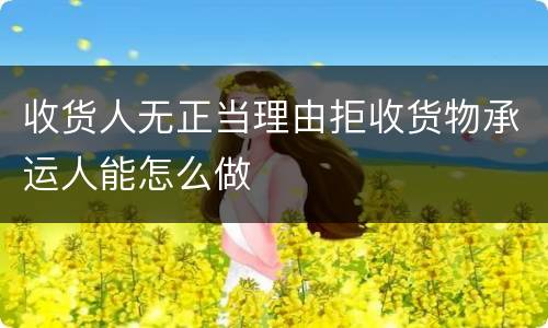 收货人无正当理由拒收货物承运人能怎么做