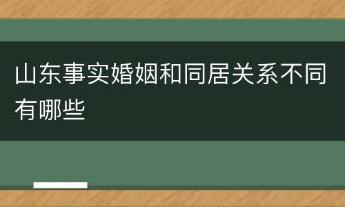山东事实婚姻和同居关系不同有哪些