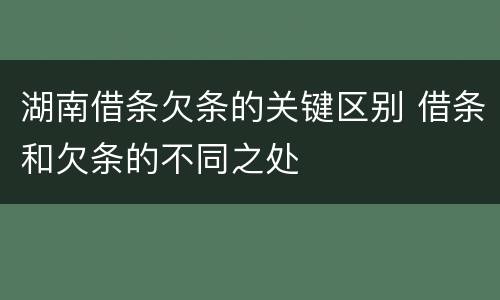 湖南借条欠条的关键区别 借条和欠条的不同之处