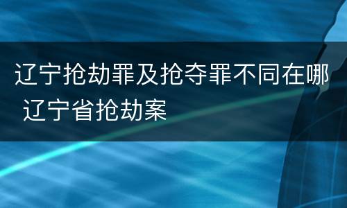 辽宁抢劫罪及抢夺罪不同在哪 辽宁省抢劫案