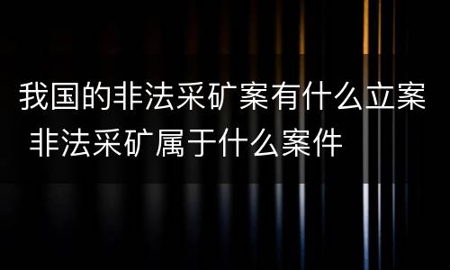 我国的非法采矿案有什么立案 非法采矿属于什么案件