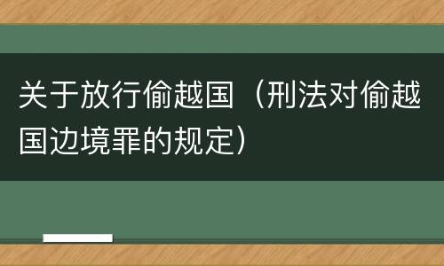 关于放行偷越国（刑法对偷越国边境罪的规定）