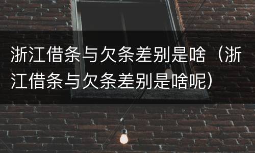 浙江借条与欠条差别是啥（浙江借条与欠条差别是啥呢）