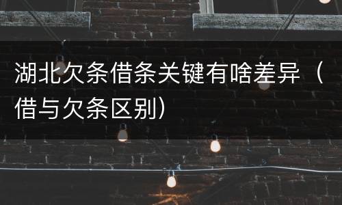 湖北欠条借条关键有啥差异（借与欠条区别）