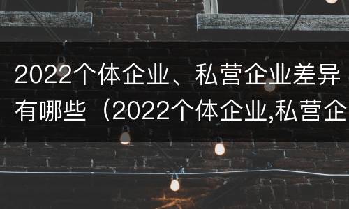 2022个体企业、私营企业差异有哪些（2022个体企业,私营企业差异有哪些影响）