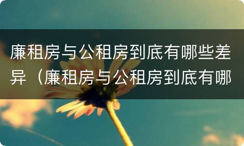 廉租房与公租房到底有哪些差异（廉租房与公租房到底有哪些差异呢）