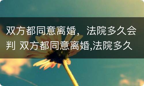 双方都同意离婚，法院多久会判 双方都同意离婚,法院多久会判决