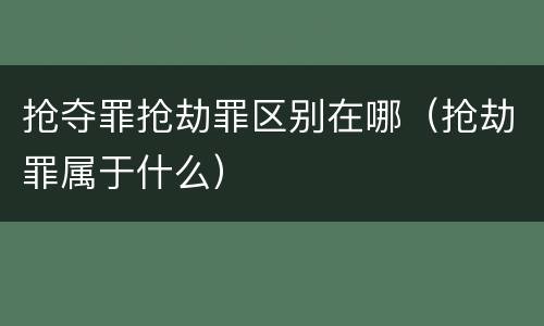 抢夺罪抢劫罪区别在哪（抢劫罪属于什么）
