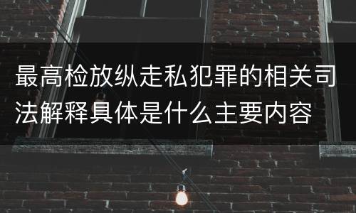 最高检放纵走私犯罪的相关司法解释具体是什么主要内容