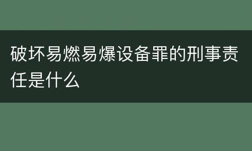 破坏易燃易爆设备罪的刑事责任是什么