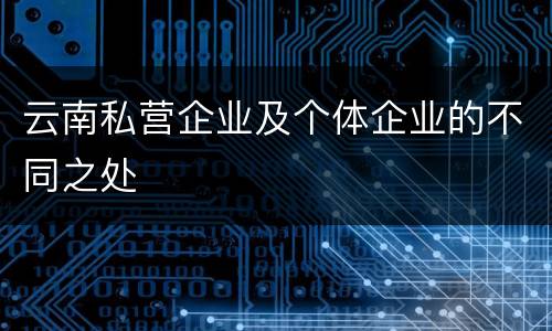 云南私营企业及个体企业的不同之处