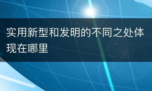 实用新型和发明的不同之处体现在哪里