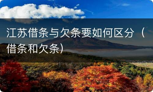 江苏借条与欠条要如何区分（借条和欠条）