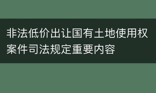 非法低价出让国有土地使用权案件司法规定重要内容