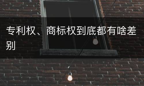 专利权、商标权到底都有啥差别