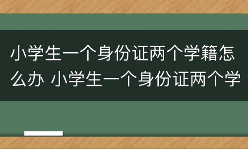 小学生一个身份证两个学籍怎么办 小学生一个身份证两个学籍怎么办手续