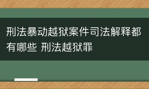 刑法暴动越狱案件司法解释都有哪些 刑法越狱罪