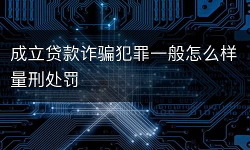 成立贷款诈骗犯罪一般怎么样量刑处罚