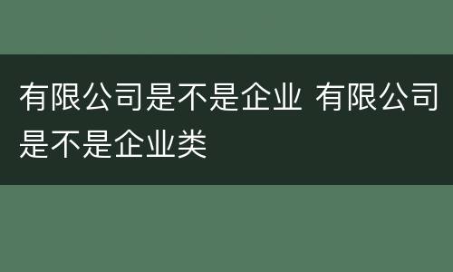 有限公司是不是企业 有限公司是不是企业类