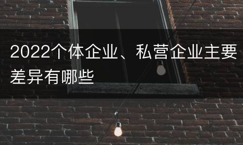 2022个体企业、私营企业主要差异有哪些