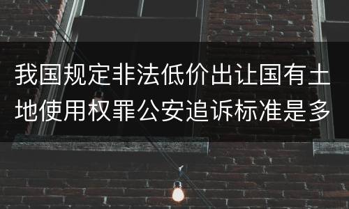 我国规定非法低价出让国有土地使用权罪公安追诉标准是多少
