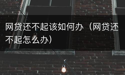 网贷还不起该如何办（网贷还不起怎么办）
