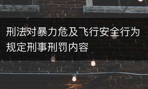 刑法对暴力危及飞行安全行为规定刑事刑罚内容