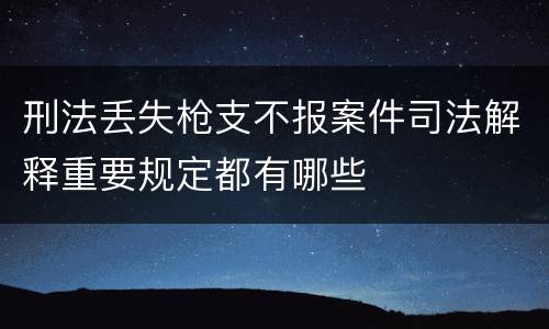 刑法丢失枪支不报案件司法解释重要规定都有哪些