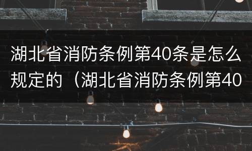 湖北省消防条例第40条是怎么规定的（湖北省消防条例第40条是怎么规定的呢）