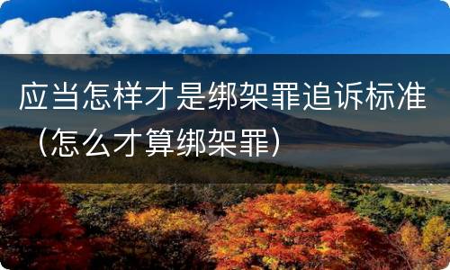 应当怎样才是绑架罪追诉标准（怎么才算绑架罪）